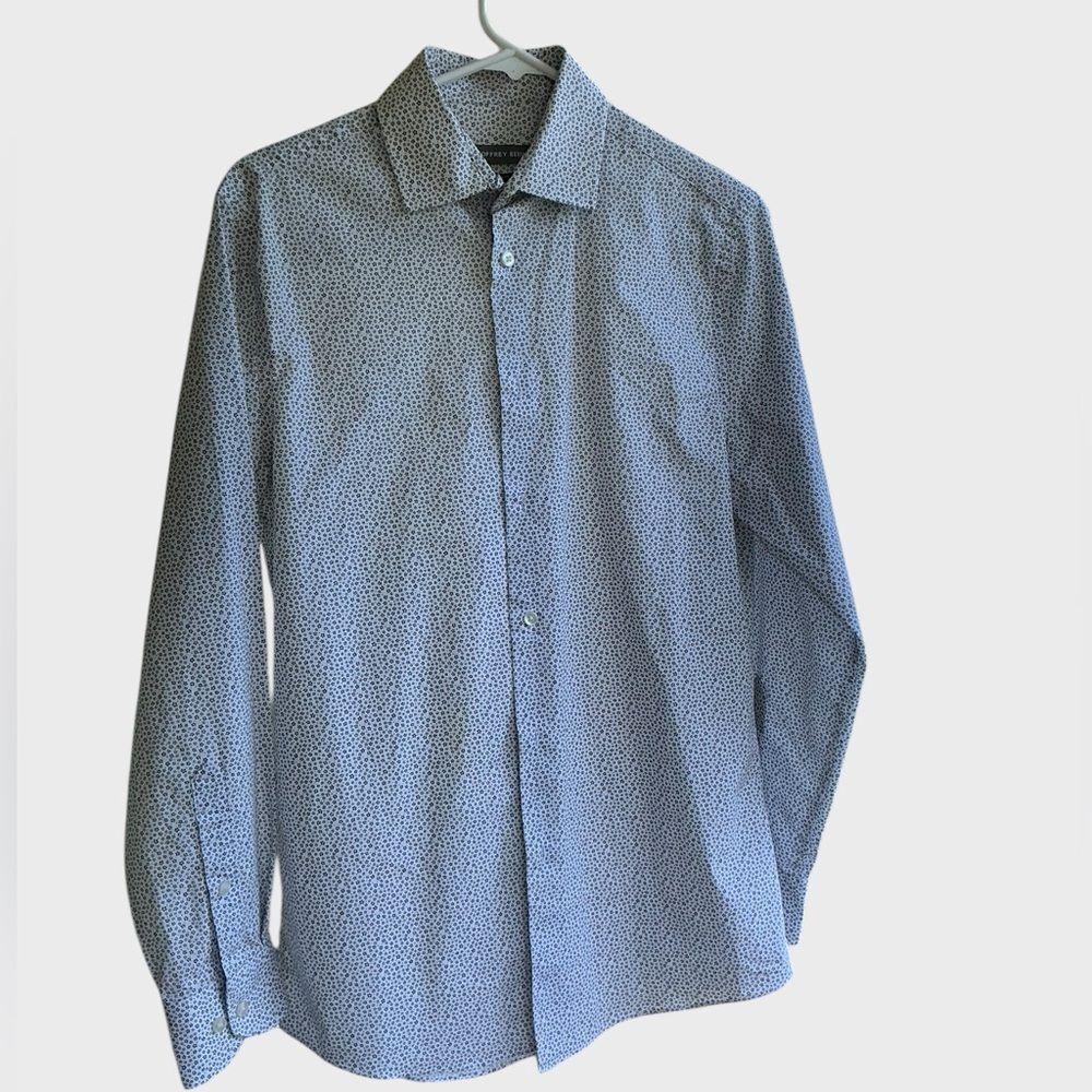 Geoffrey Beene Slim Fit Stretch Shirt Flex Collar Blue Micro Print Men’s Small